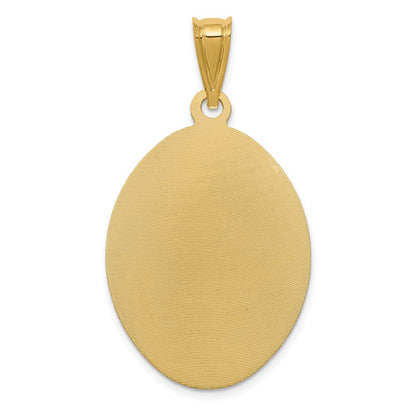 14K Gelbgold polierter diamantierter Anhänger „Jungfrau von Guadalupe" oval