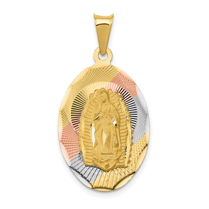 14K Gelb- und Rhodiumgold mit Rhodium diamantiertem Anhänger „Lady of Guadalupe“, oval