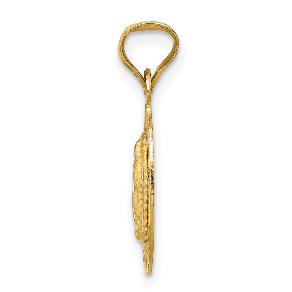 14K Gelbgold Poliert Diamantiert Damen Of Guadalupe Oval Anhänger