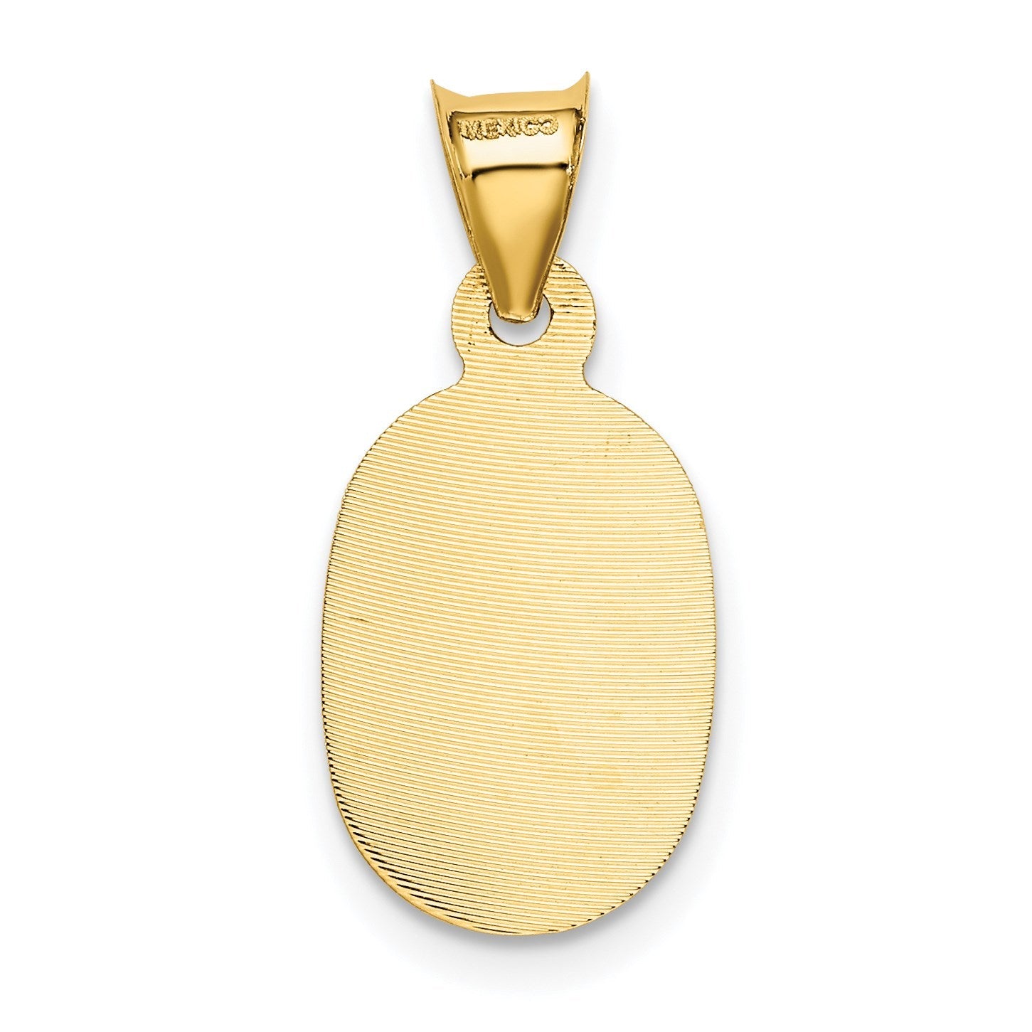 14K Gelbgold Poliert Diamantiert Damen Of Guadalupe Oval Anhänger
