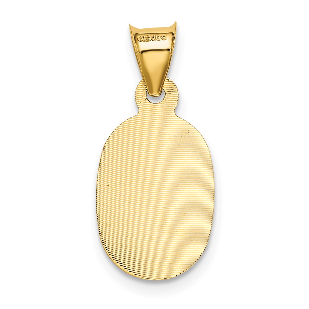 14K Gelbgold Poliert Diamantiert Damen Of Guadalupe Oval Anhänger