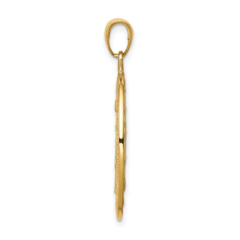 14k Gelbgold Miraculous-Medaille-Anhänger mit satinierter und polierter Oberfläche