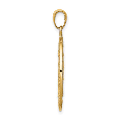 14k Gelbgold Miraculous-Medaille-Anhänger mit satinierter und polierter Oberfläche
