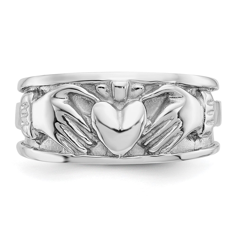 14K Weißgold Claddagh-Ring