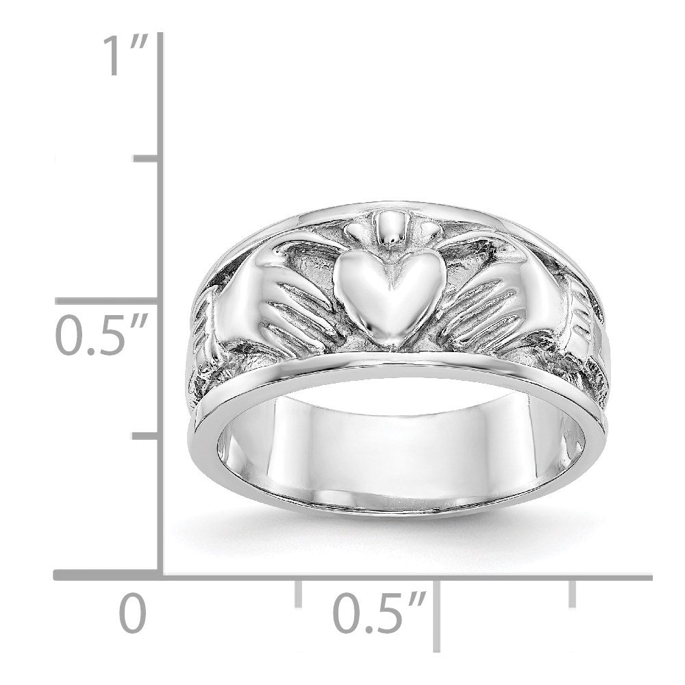 14K Weißgold Claddagh-Ring