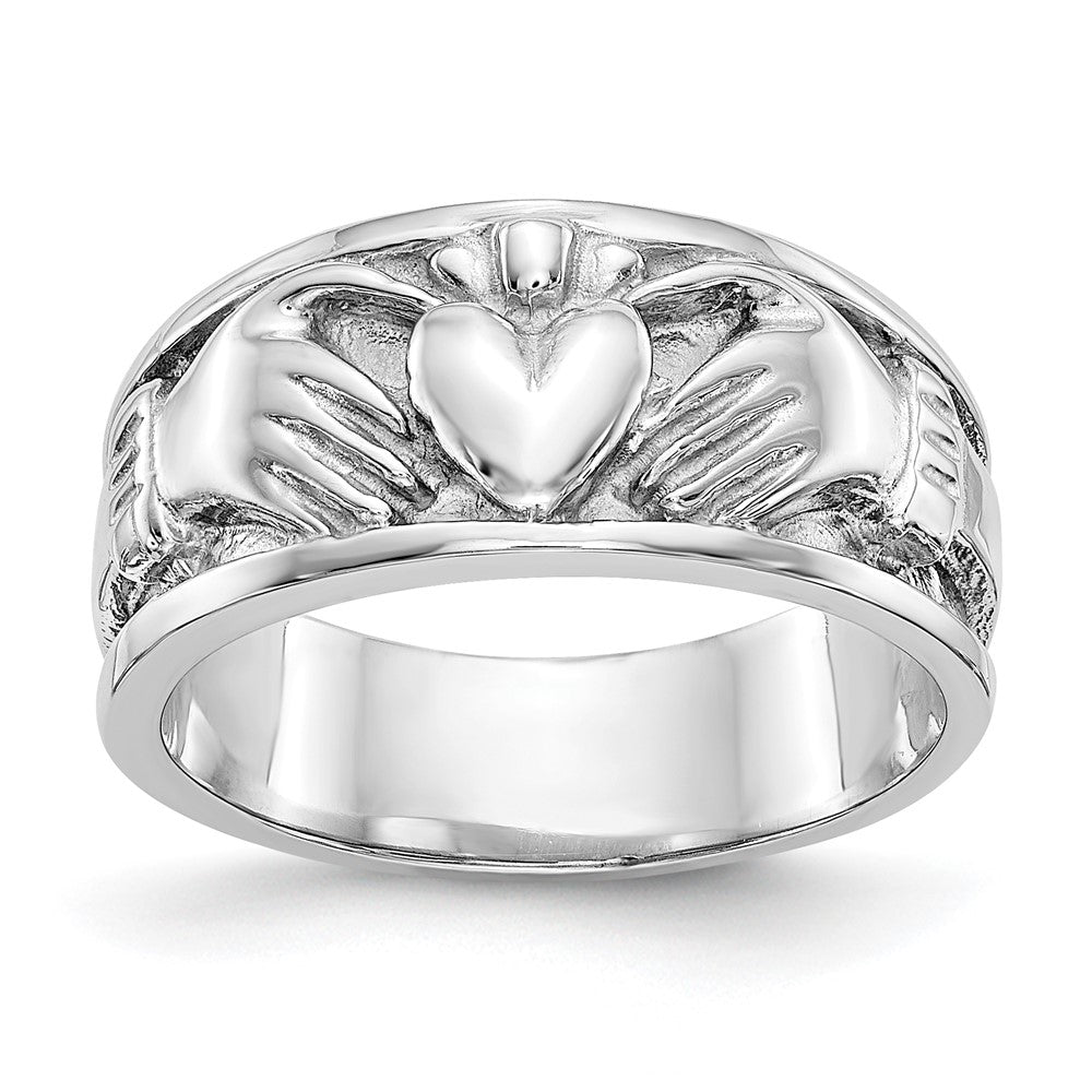 14K Weißgold Claddagh-Ring