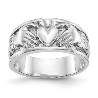 14K Weißgold Claddagh-Ring