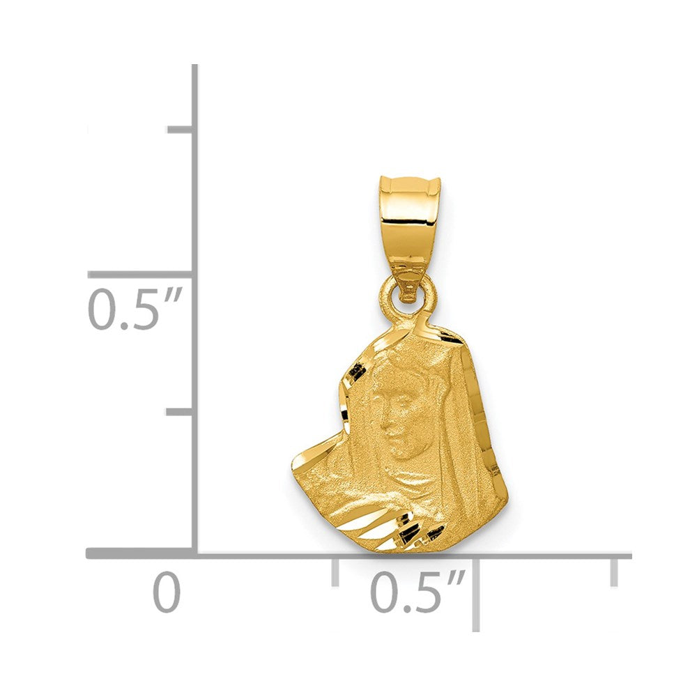 14K Gelbgold Satiniert Diamantiert Mary Anhänger