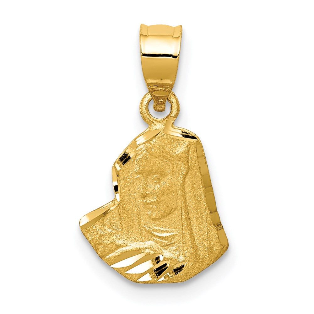 14K Gelbgold Satiniert Diamantiert Mary Anhänger