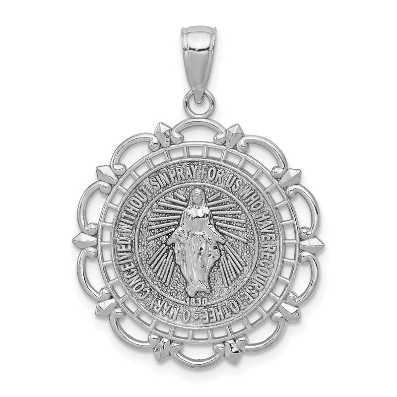14 Karat Weißgold Anhänger „Wundertätige Medaille" mit Muschelrand