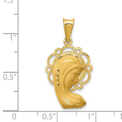 14 Karat Gelbgold Mary-Anhänger, satiniert und poliert
