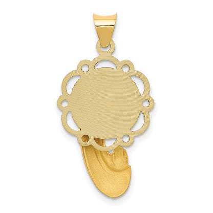 14K Gelbgold Mary-Anhänger, satiniert und poliert