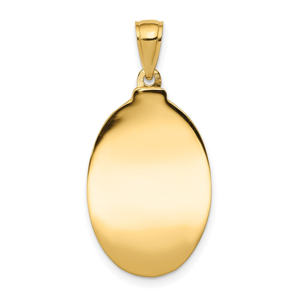 14K Gelbgold Saint Anthony Oval Medaille Hohl Anhänger