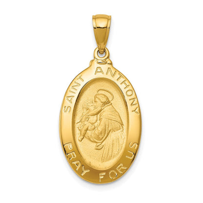 14K Gelbgold Saint Anthony Oval Medaille Hohl Anhänger