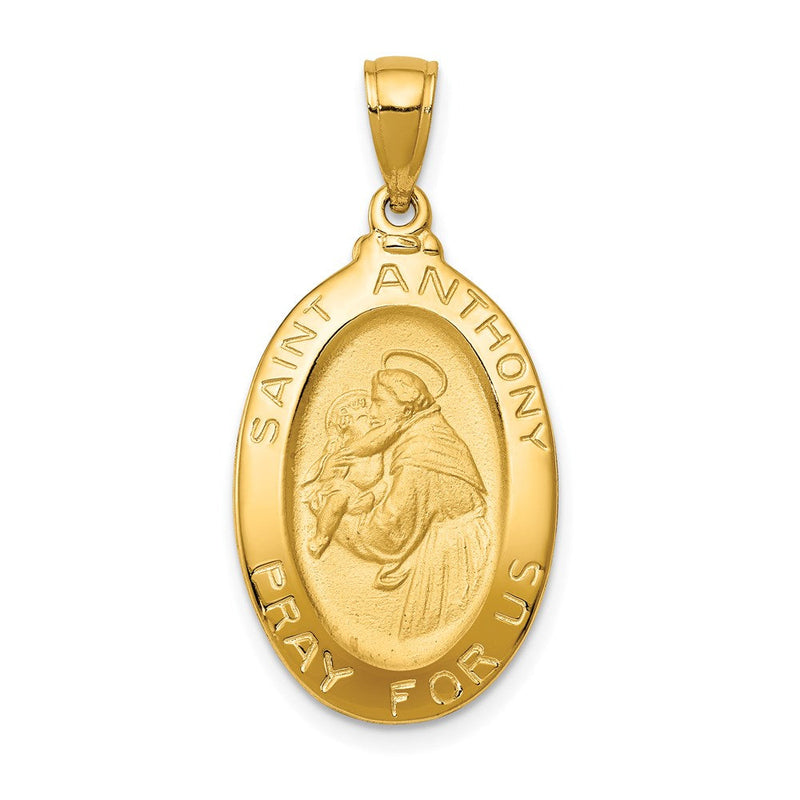 14K Gelbgold Saint Anthony Oval Medaille Hohl Anhänger