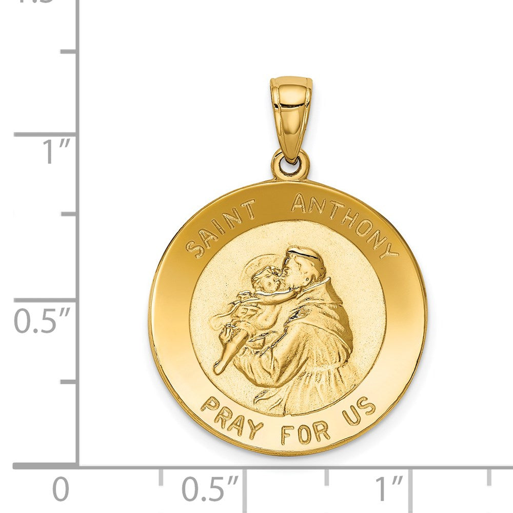 14K Gelbgold Sankt-Antonius-Medaille Anhänger, groß, rund