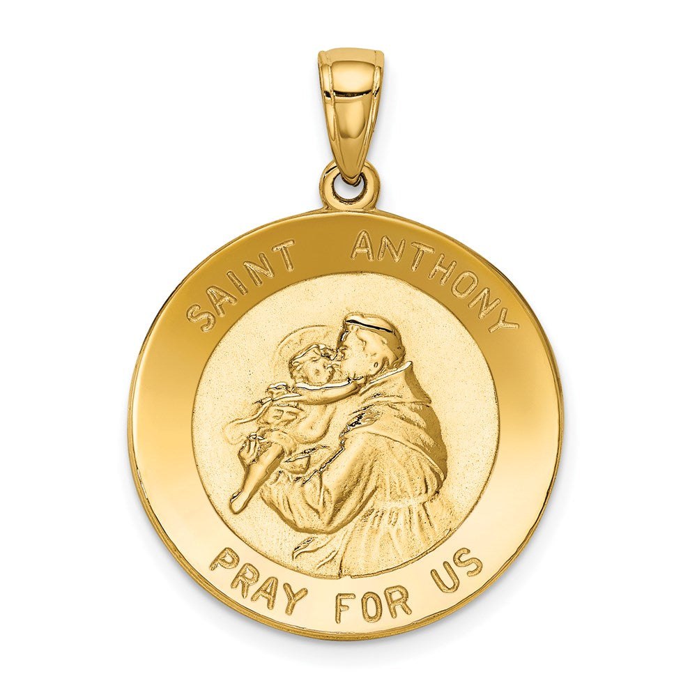 14K Gelbgold Sankt-Antonius-Medaille Anhänger, groß, rund