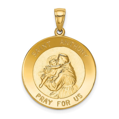 14K Gelbgold Sankt-Antonius-Medaille Anhänger, groß, rund