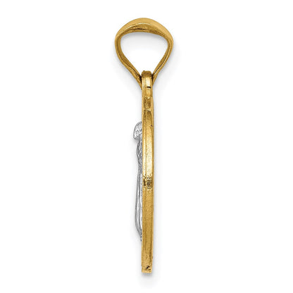 14K Gelb & Rhodium mit Kreis St. Benedict Medaille Anhänger