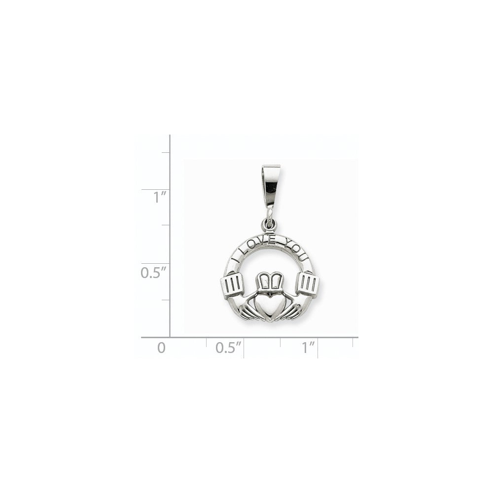 14K Weißgold "I Love You" Claddagh-Charm