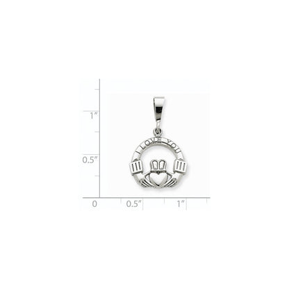 14K Weißgold "I Love You" Claddagh-Charm