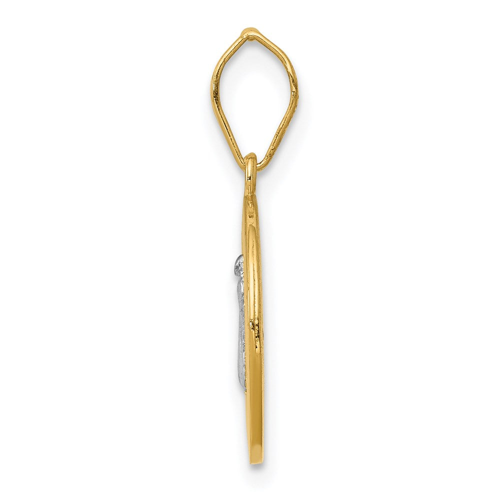 14K Gelb & Rhodium mit Kreis St. Benedict Medaille Anhänger