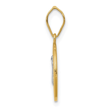 14K Gelb & Rhodium mit Kreis St. Benedict Medaille Anhänger