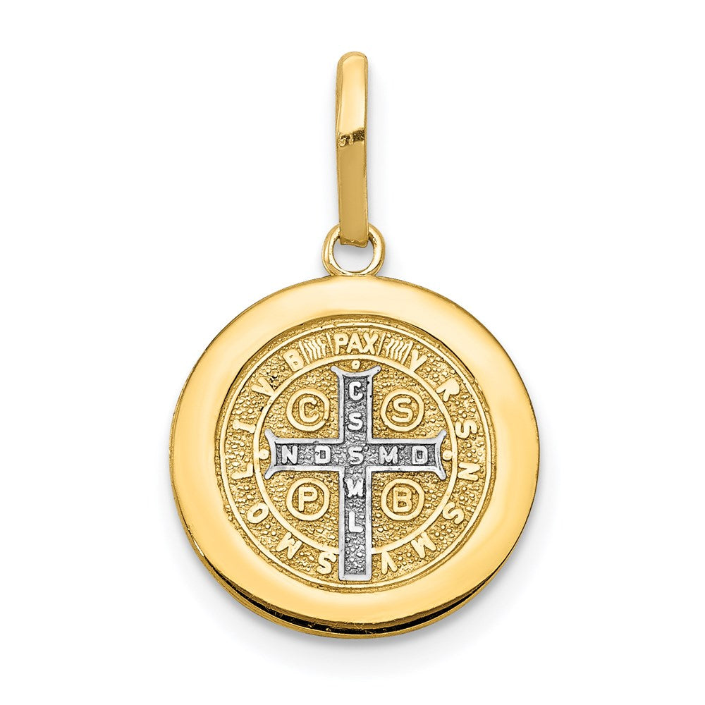 14K Gelb & Rhodium mit Kreis St. Benedict Medaille Anhänger