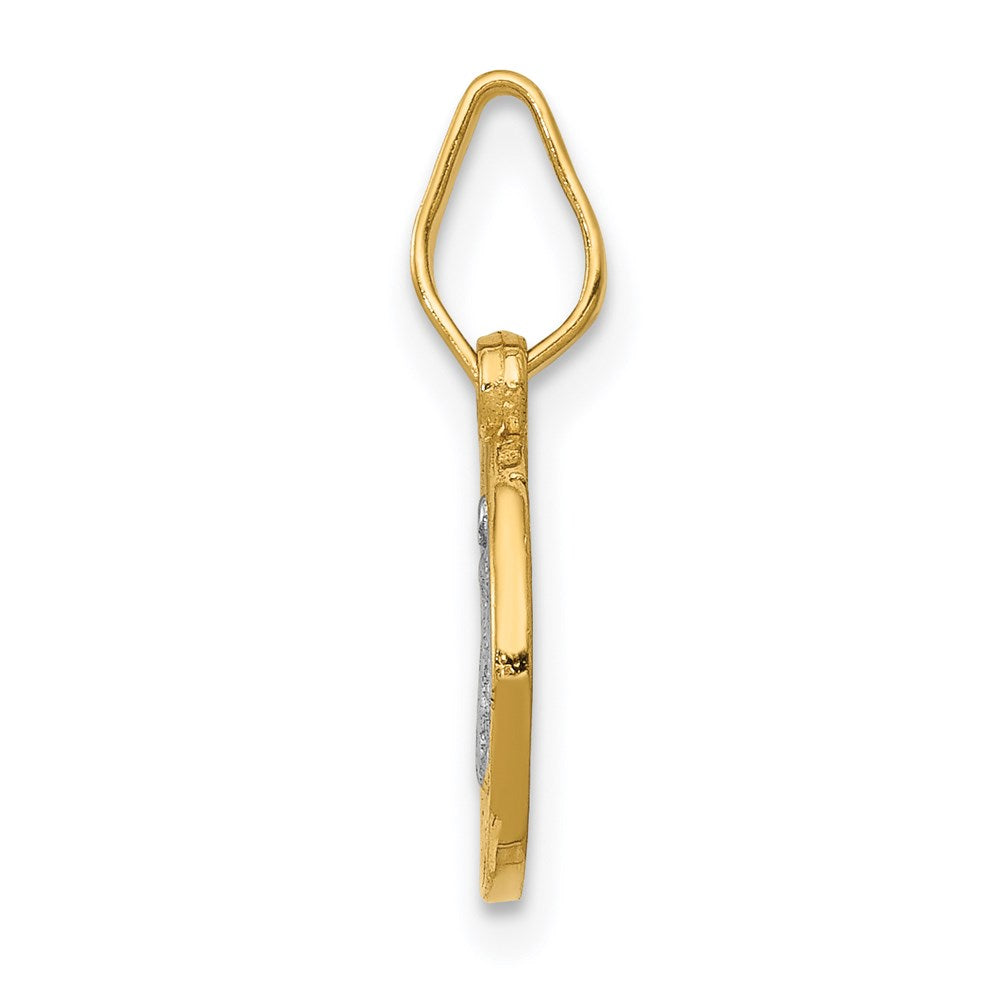 14K Gelb & Rhodium mit Kreis St. Benedict Medaille Anhänger