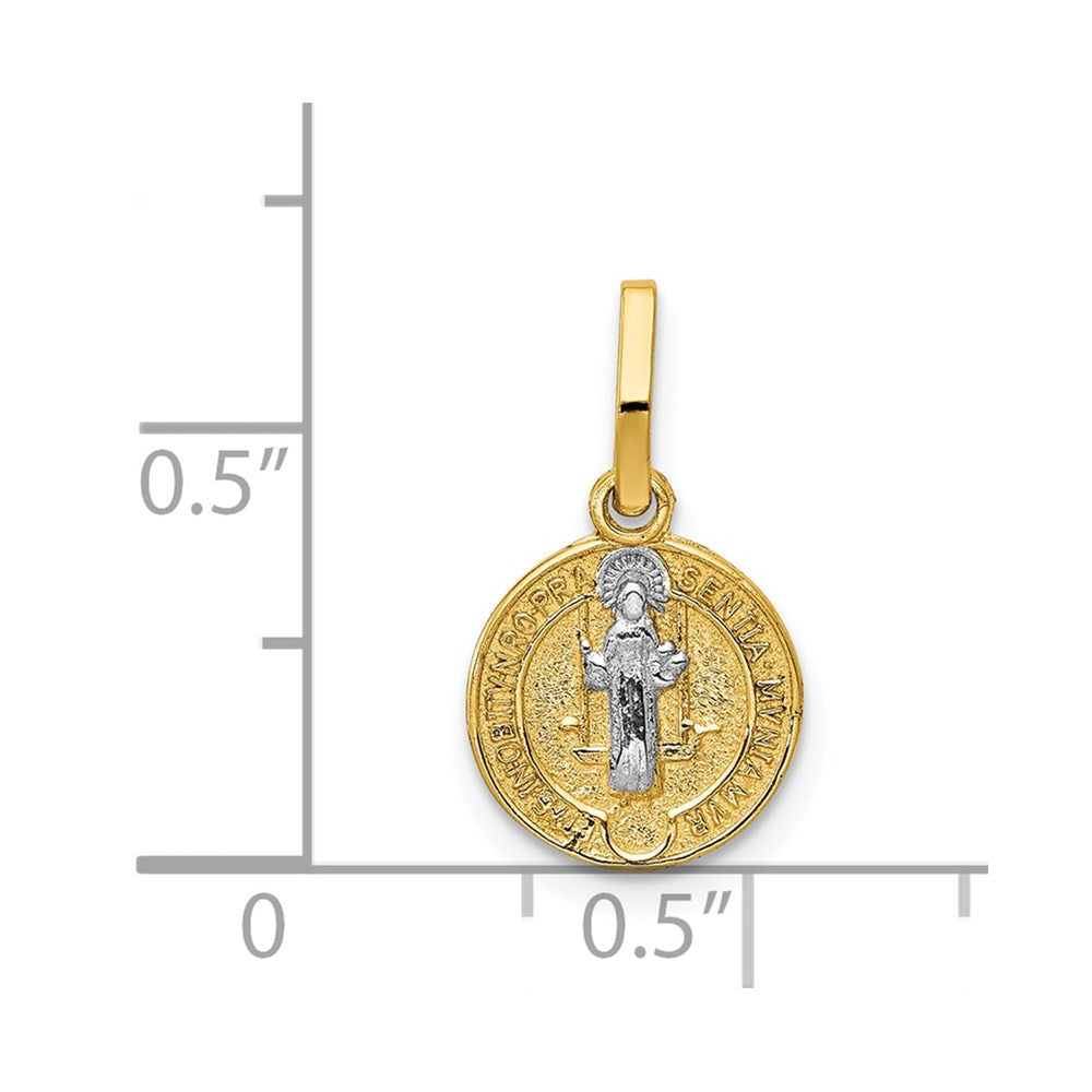 14K Gelb & Rhodium mit Kreis St. Benedict Medaille Anhänger