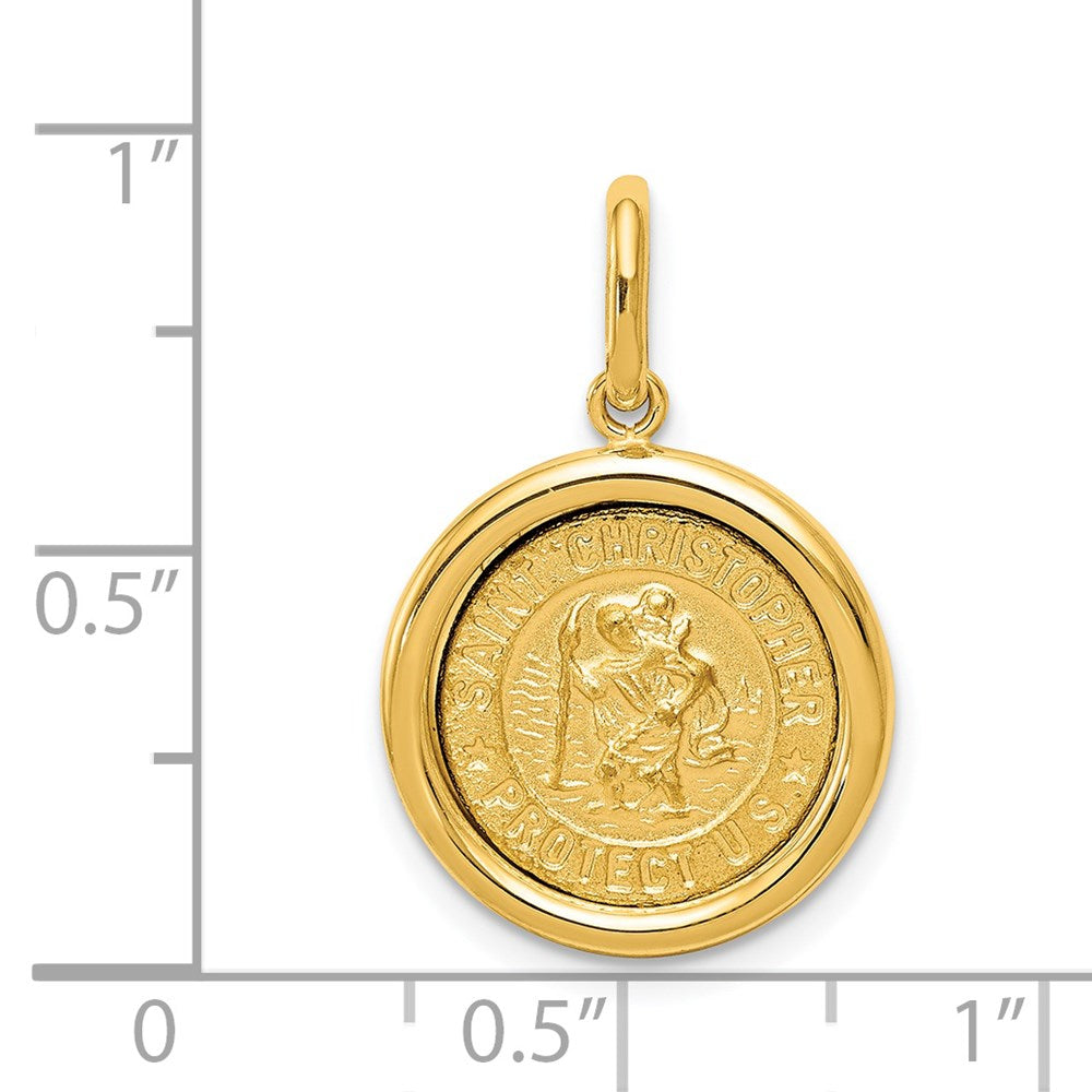 14 Karat Gelbgold Poliert und Satiniert St.-Christopherus-Medaille Anhänger