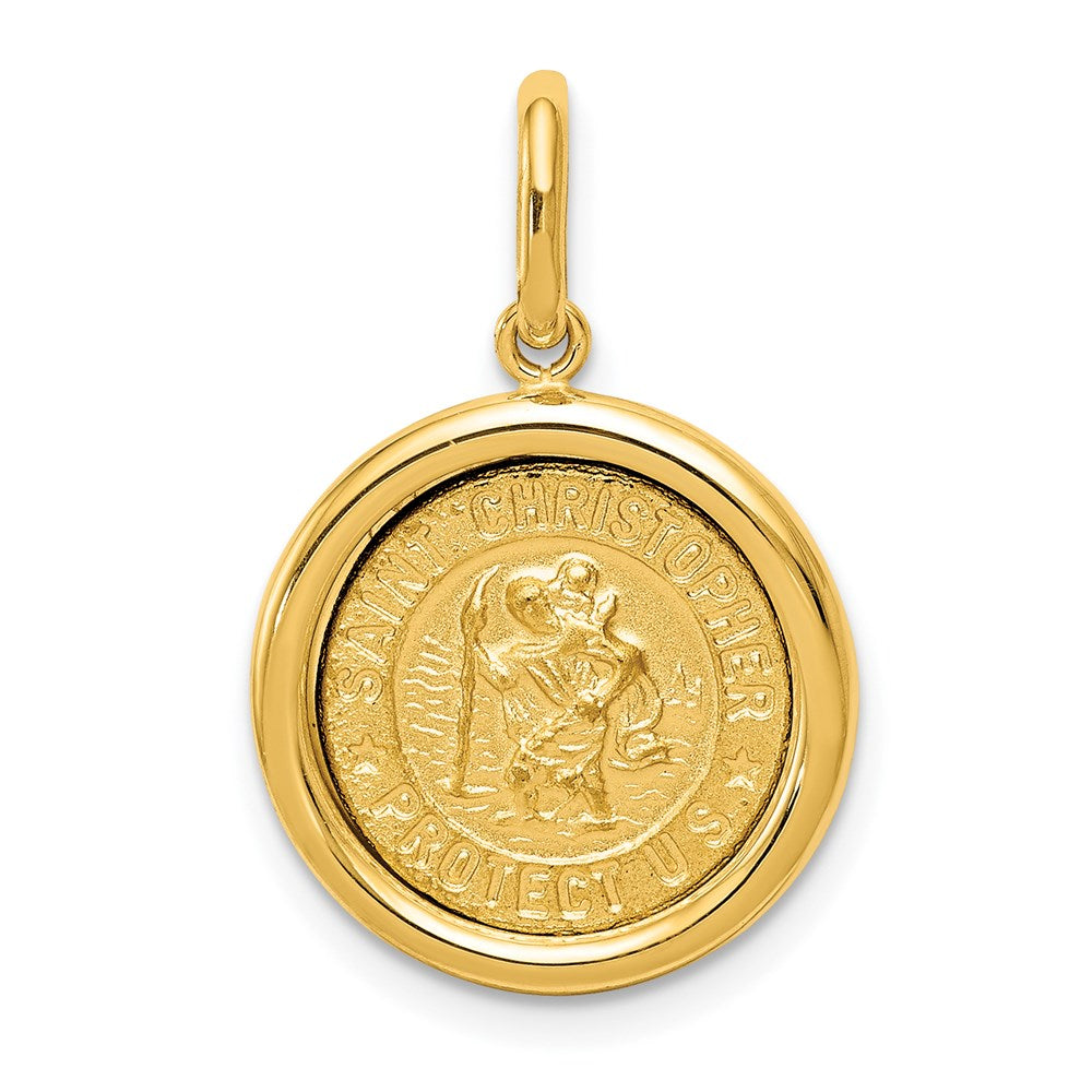 14 Karat Gelbgold Poliert und Satiniert St.-Christopherus-Medaille Anhänger