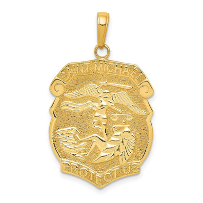 14K Gelbgold polierter großer Sankt-Michael-Schutzanhänger