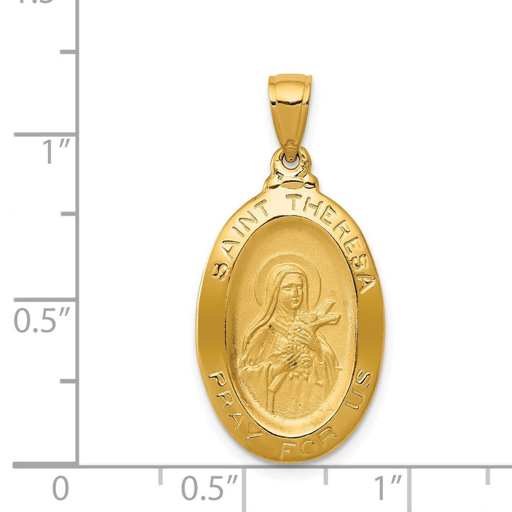14K Gelbgold Oval-Medaille Anhänger "Heilige Theresa