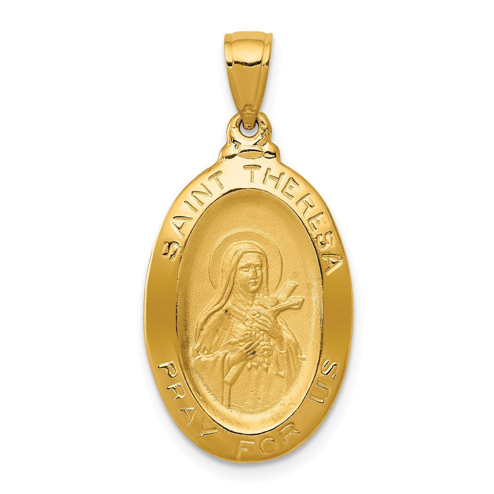 14K Gelbgold Oval-Medaille Anhänger "Heilige Theresa