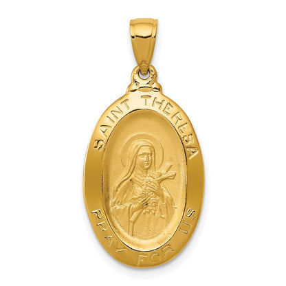 14K Gelbgold Oval-Medaille Anhänger "Heilige Theresa