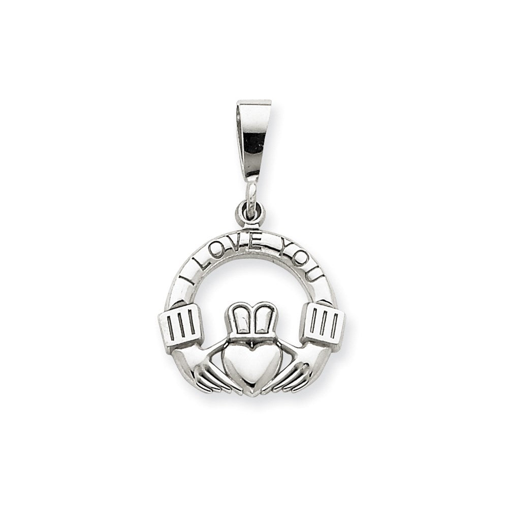 14K Weißgold "I Love You" Claddagh-Charm