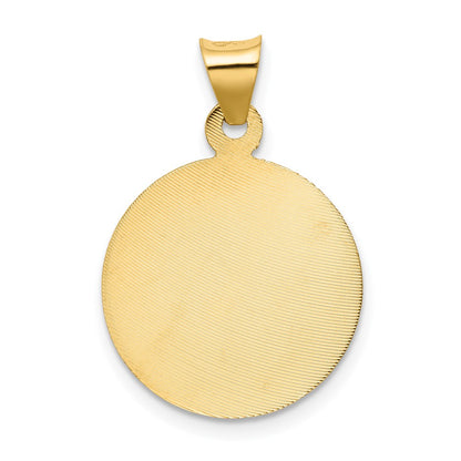 14K Gelbgold Polierter und Diamantgeschliffener Taufe Kreis-Anhänger