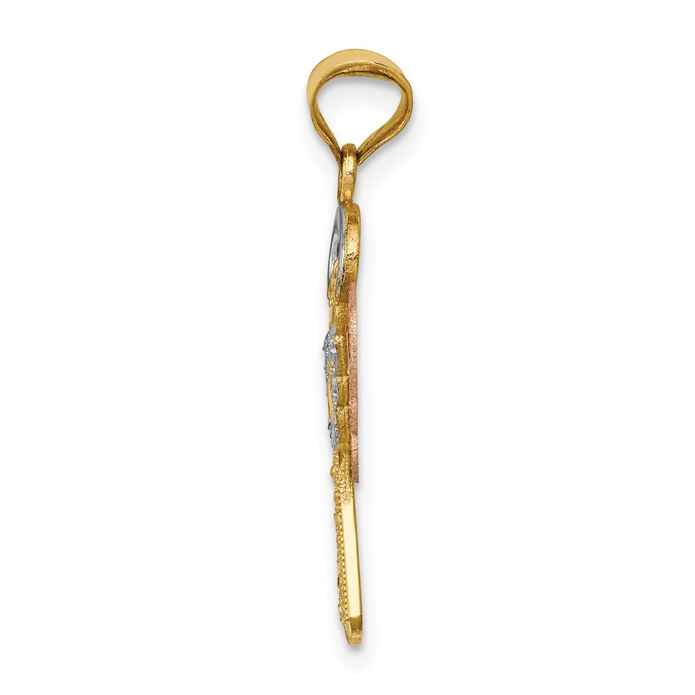 14K Bicolor-Gold mit Weißrhodium, satiniert/poliert, Engel-Anhänger