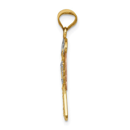 14K Bicolor-Gold mit Weißrhodium, satiniert/poliert, Engel-Anhänger