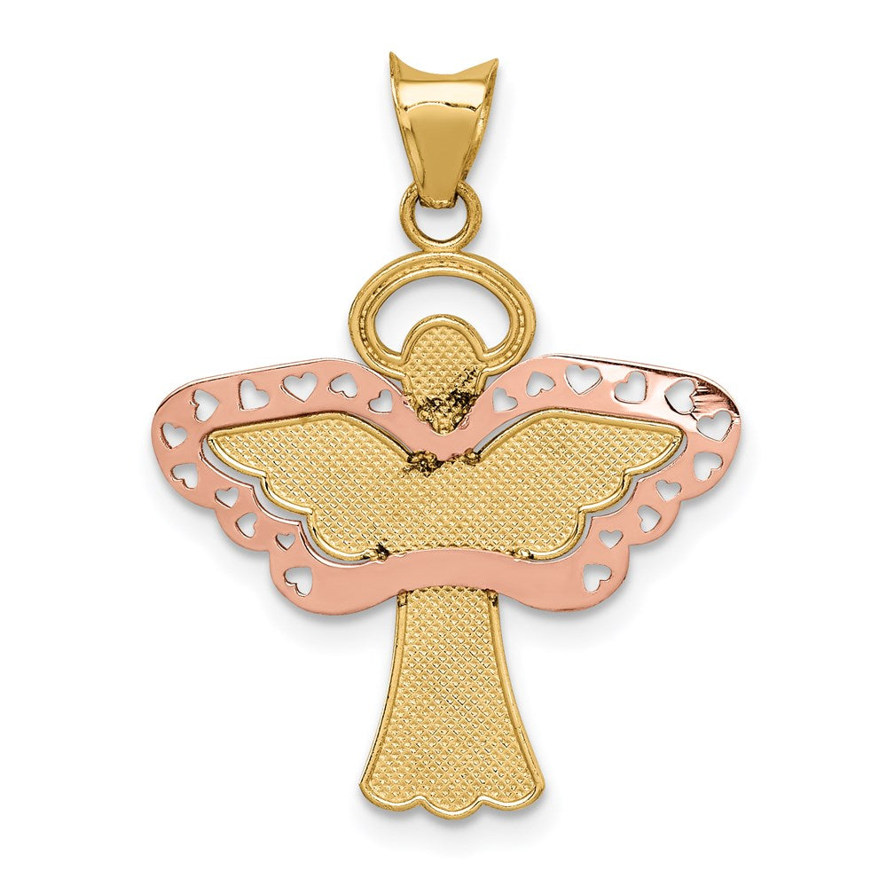 14K Bicolor-Gold mit Weißrhodium, satiniert/poliert, Engel-Anhänger