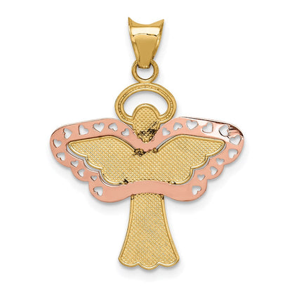 14K Bicolor-Gold mit Weißrhodium, satiniert/poliert, Engel-Anhänger