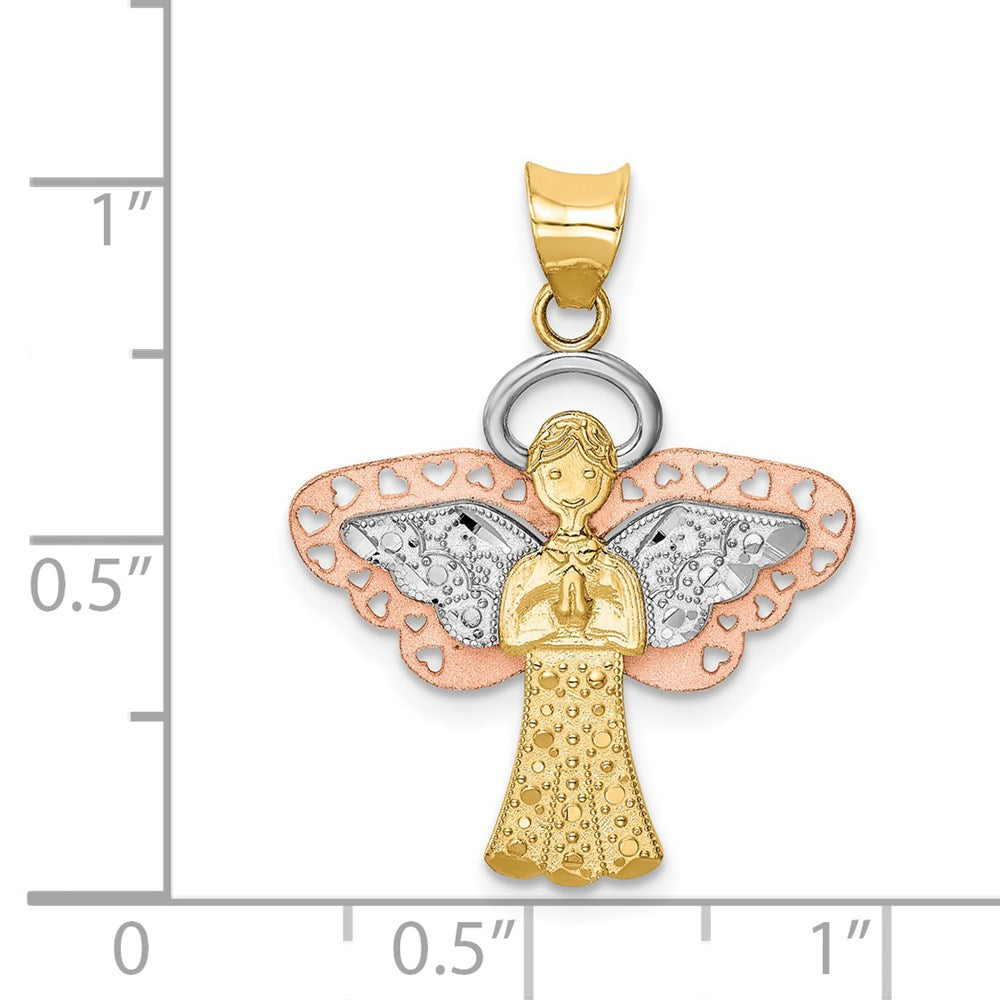 14K Bicolor-Gold mit Weißrhodium, satiniert/poliert, Engel-Anhänger
