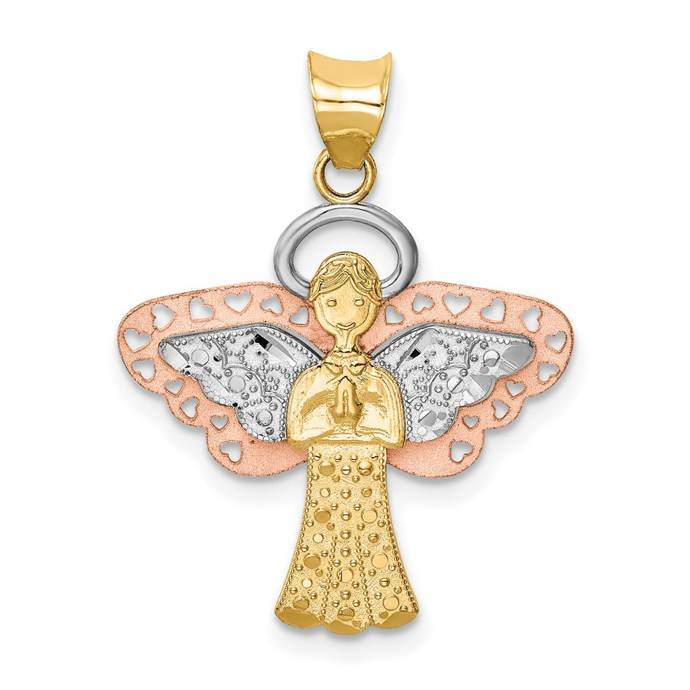 14K Bicolor-Gold mit Weißrhodium, satiniert/poliert, Engel-Anhänger