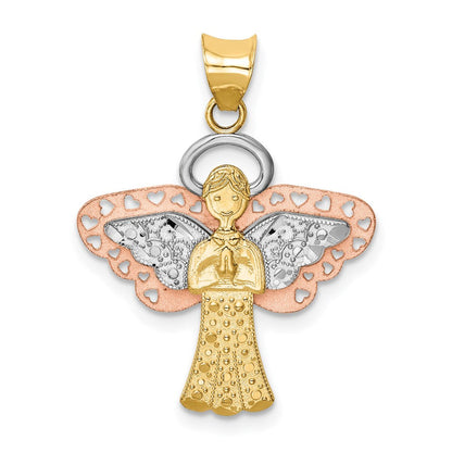 14K Bicolor-Gold mit Weißrhodium, satiniert/poliert, Engel-Anhänger