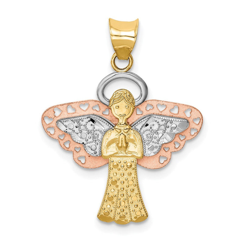 14K Bicolor-Gold mit Weißrhodium, satiniert/poliert, Engel-Anhänger
