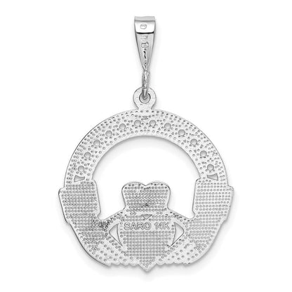 14K Weißgold Claddagh-Anhänger