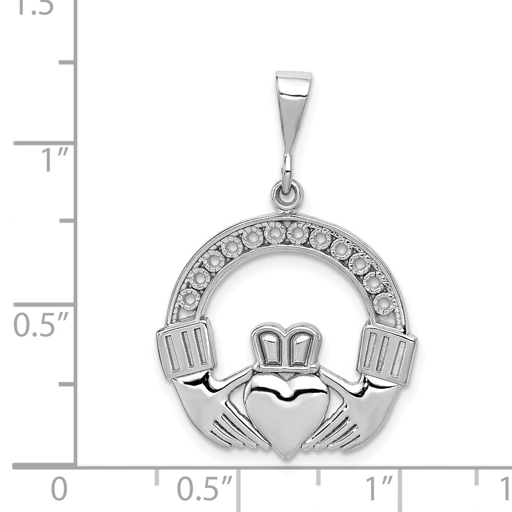 14K Weißgold Claddagh-Anhänger