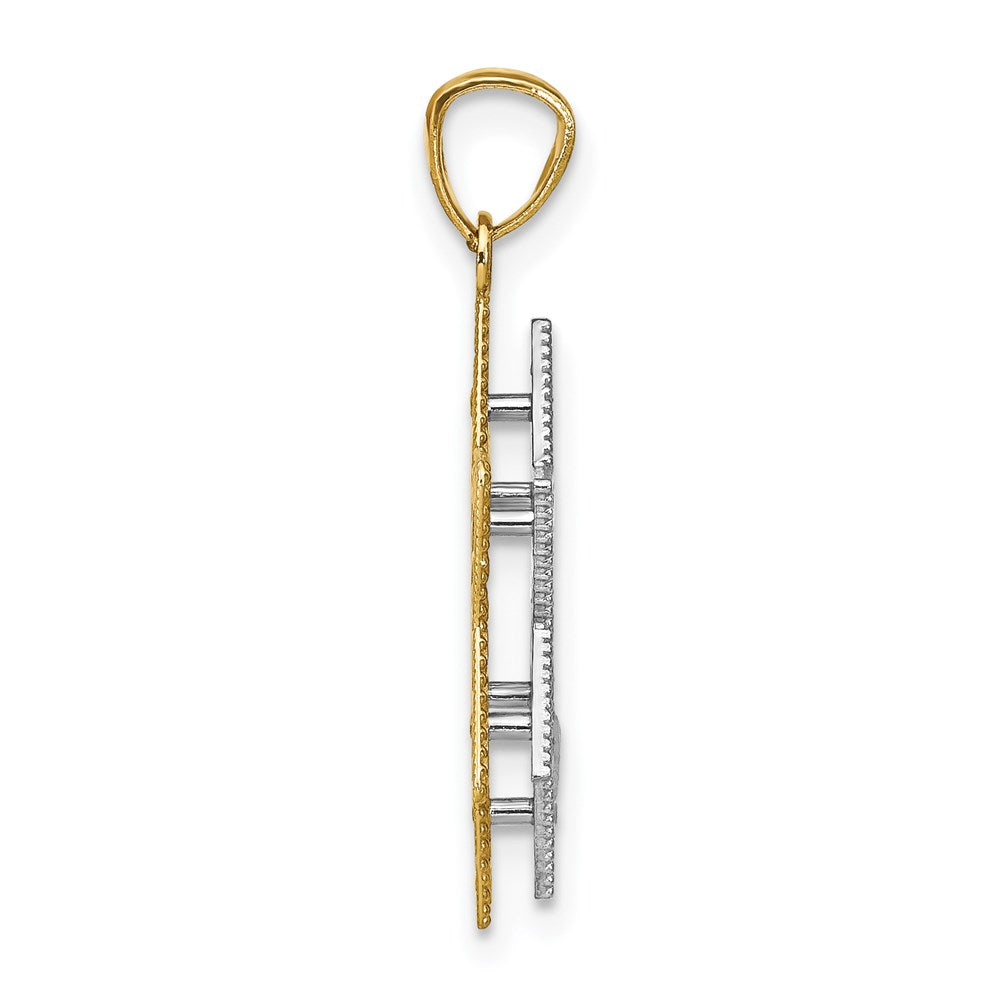 14K Bicolor Gold Polierter Wendbarer Filigraner Davidstern-Anhänger