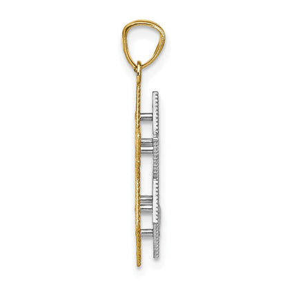 14K Bicolor Gold Polierter Wendbarer Filigraner Davidstern-Anhänger